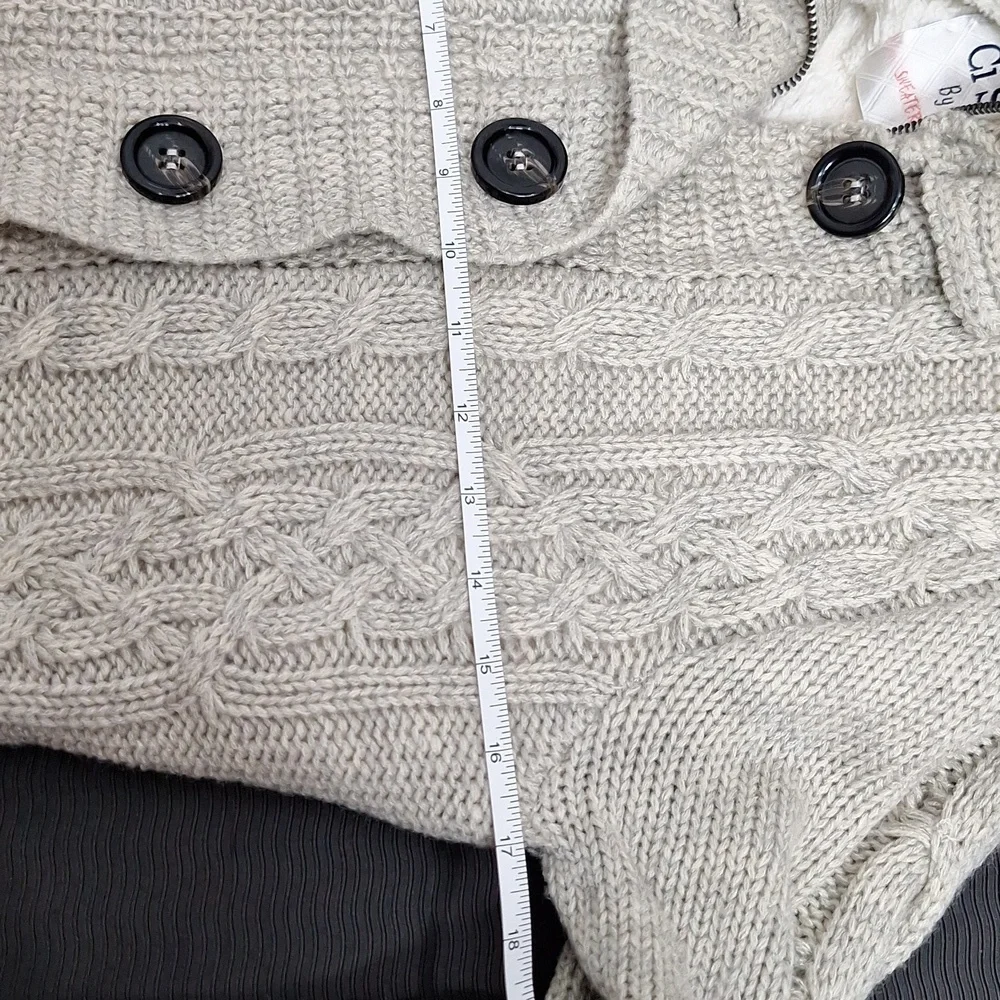 CI SONO by CAVALINI Chunky Crochet Sherpa Lined Zip Up and Button Jacket…